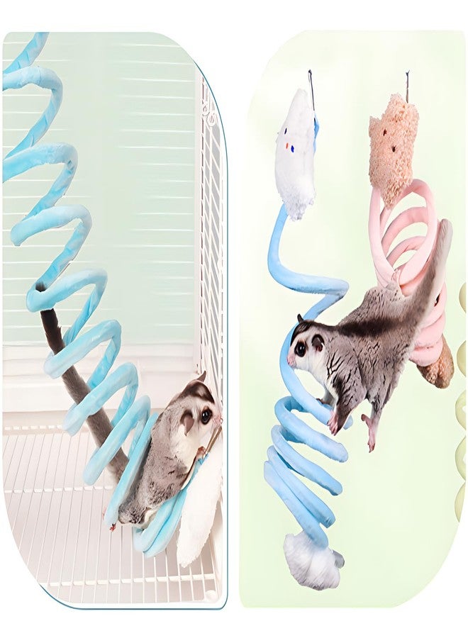 Jevnd Sugar Glider Toys, Elastic Sugar Glider Climbing Ropes, Hanging Sugar Cage Accessories, Rat Enrichment Climbing Toys, Soft Touch Small Pet Swing Toy (2pcs Blue & Yellow) - Image 3